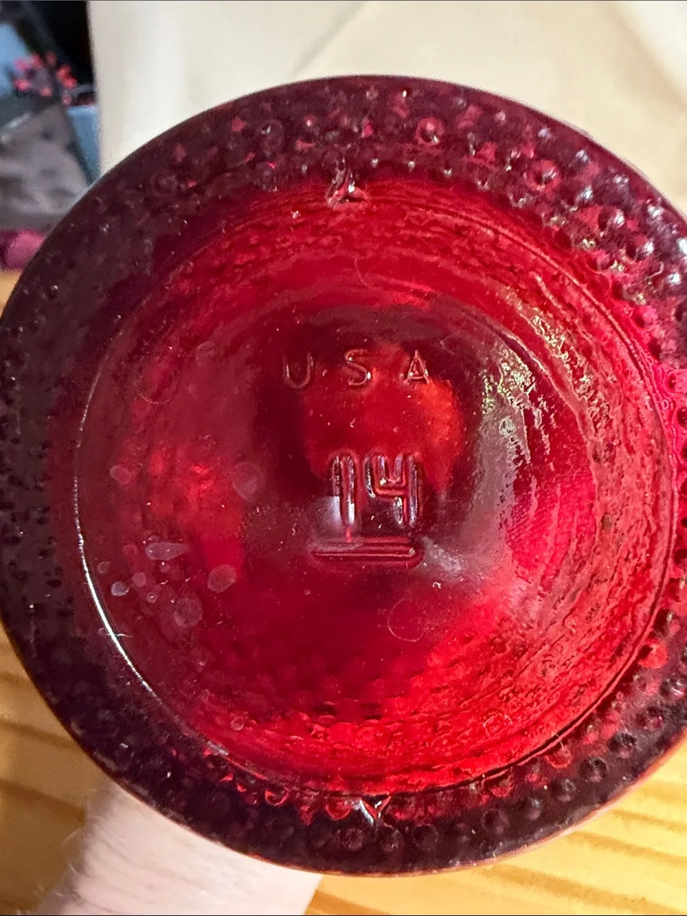 Vintage E.O. Brody Ruby Red Hobnail Glass Bud Vase USA 04